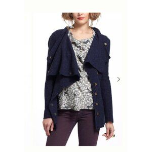 GRO Abrahamsson Women Boiled Wool Sweater Jacket S Small Navy Blue Anthropologie